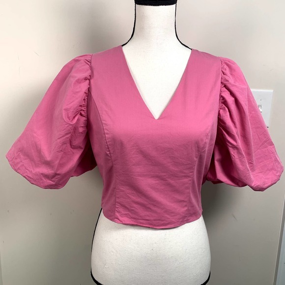Endless Rose‎ Barbie Core Fuchsia Pink Puff Sleeve Blouse Sz M - Picture 1 of 6